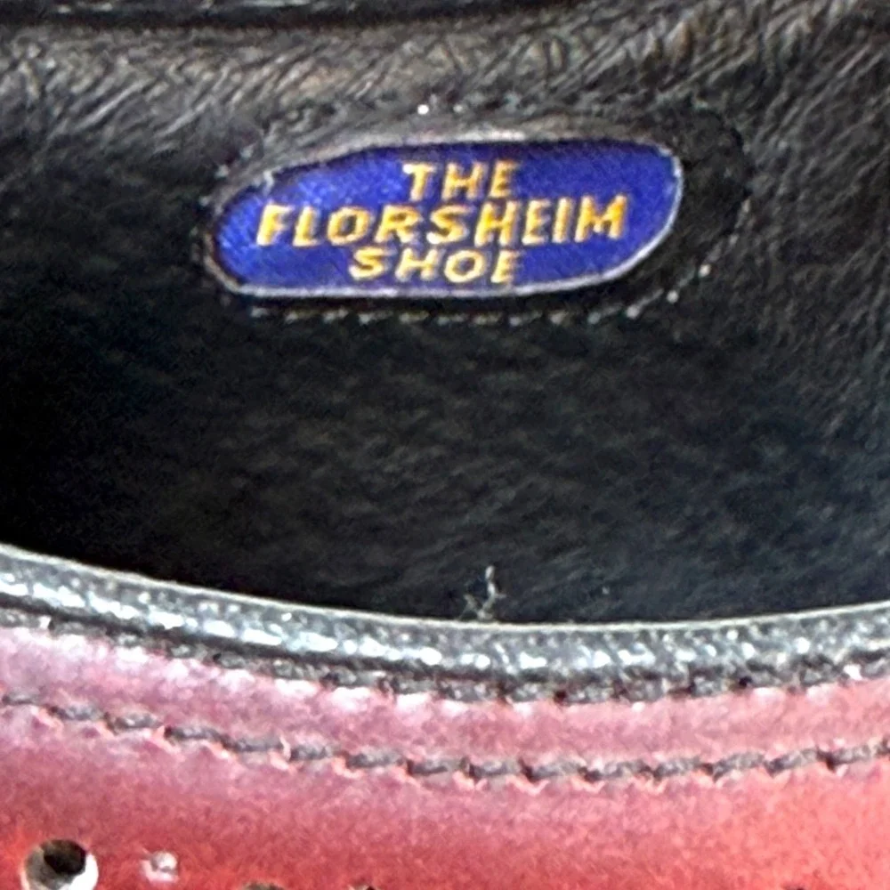 Vintage Florsheim Burgundy Oxblood Wingtip Oxford Dress Shoes Men's 11 D Leather
